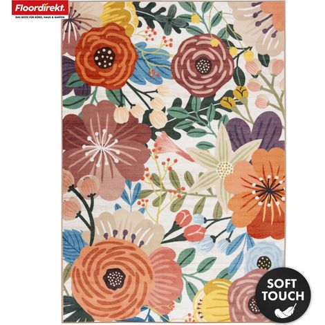 Wohnteppich Fleur Moderner Teppich mit farbenfrohem Blumen-Design 160 × 230 cm