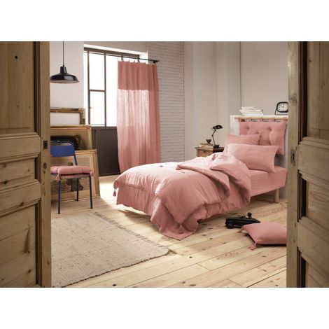 Tête de lit "Gaïa" 5 boutons avec passants 50 x 80 cm "Gaze de Coton" - Gaïa Rose Pêche - Gaia Rose Pêche - (1/2)