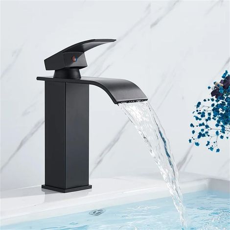 Wasserfall-Waschtischarmatur, Messing-Badarmatur, Mischbatterie für Warm- und Kaltwasser, Waschtischarmatur, Aufsatzwaschtischarmatur (1/5)