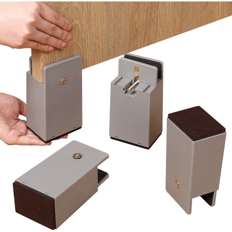 Rehausseurs de lit et de meubles réglables avec pince à vis, 10,2 cm, rehausseurs de canapés, tables et chaises, adaptés aux pieds de chaise carré/ronds d'un diamètre de 0 à 3,8 cm(lot de 4) (1/5)