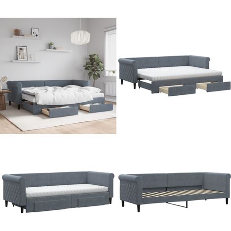 vidaXL Tagesbett Ausziehbar mit Schubladen Dunkelgrau 80x200 cm Samt (1/5)