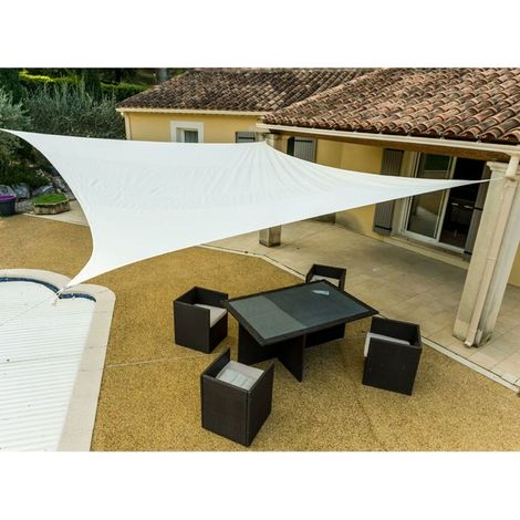 Voile d\'ombrage - - 4 x 5m - Crème - Polyéthylène tressé - Anti UV