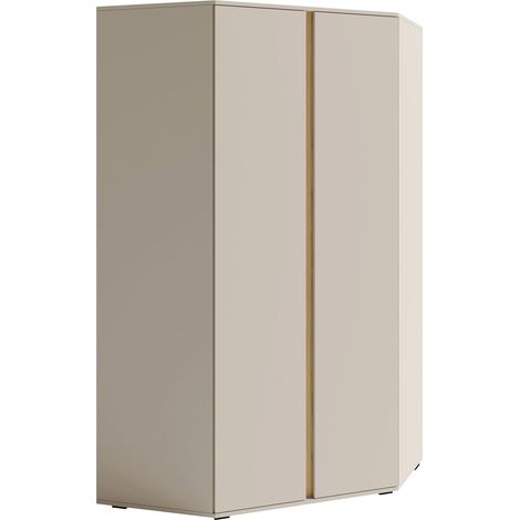 Armario de rincón Fiosono 101, Beige + Roble claro, 195x95x95cm, Puertas de armario: Con bisagras, Número de estantes: 0