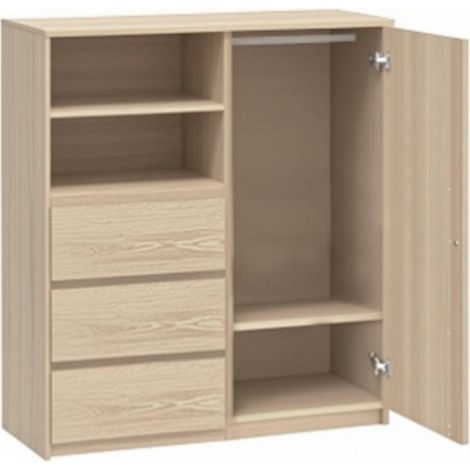Armadio dolo, altezza 115 cm, 1 anta e 3 cassetti, beige - 5five (1/5)