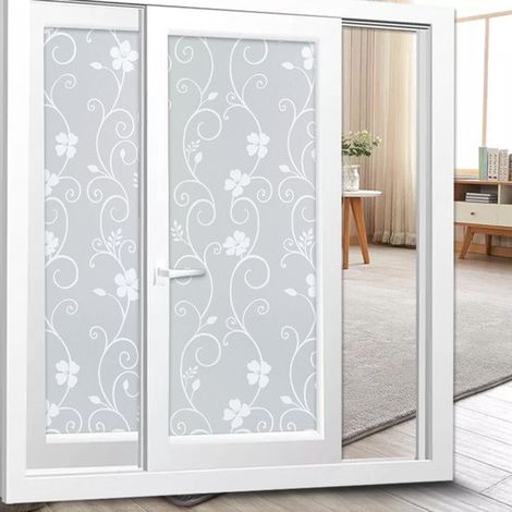 Lámina de privacidad para ventanas，dormitorio y cocina (45 x 200 cm，blanco flor) (1/5)