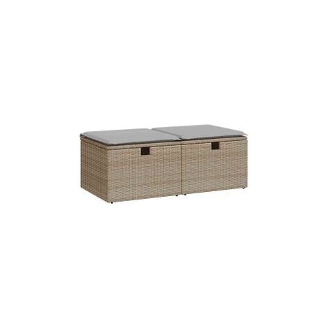 Salon de jardin avec coussins 2 pcs beige résine tressée acacia (1/5)