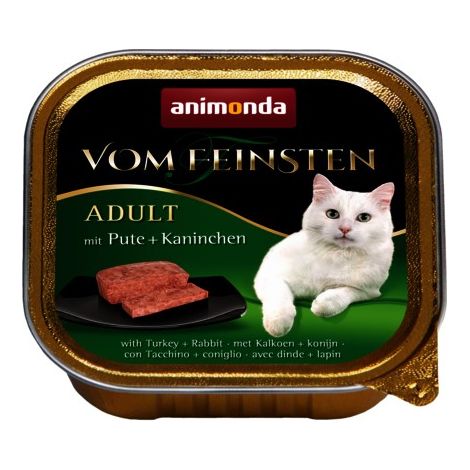 Animonda Cat  Vom Feinsten Adulto  Alimento húmedo para gatos adultos - Bandeja de 100 g - Pavo y conejo 100 g