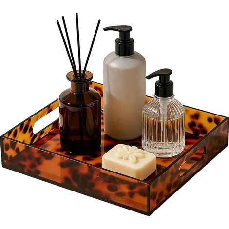 Plateau Salle de Bains pour Comptoir Rangement Moderne Écaille de Tortue - Plateau Coiffeuse Décor Esthétique Salle de Bains - pour Maison Bureau Table Parfum Bougie Produits De Toilette'-'- (1/5)