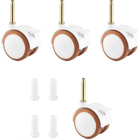 4er-Set Lenkrollen für Kindermöbel, Rollenset, Gummiräder, Lenkrollen mit ca. 7 mm Achsaufnahme, für Babybetten und Kinderbetten mit Rollen (1/5)