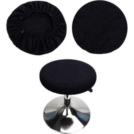 Housses de tabourets ronds (set de 2 pièces noir), adaptées aux tabourets 28-40cm, bar et café, housses de tabourets ronds élastiques, lavables et faciles à entretenir, douces et durables (1/4)