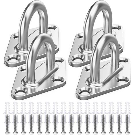 Placa de suspensión M5 de acero inoxidable, kit de 4 ganchos de techo resistentes con forma de diamante, ganchos de anclaje marinos con tornillos. (1/4)