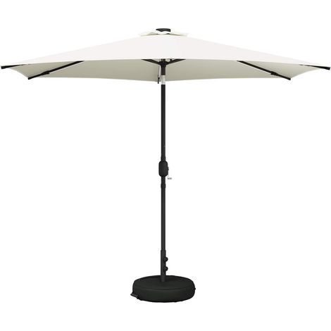 Garden Parasol with LED Lights and Base 300 x 300 cm Polyester vidaXL