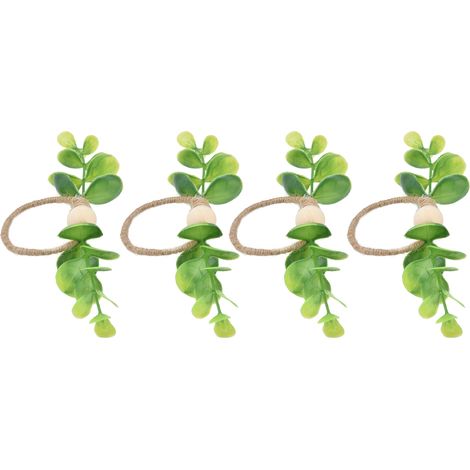 Lot de 4 ronds de serviette décoratifs simples en forme de feuille et de fleur, parfaits pour les mariages et les fêtes du Nouvel An (6632) (1/5)