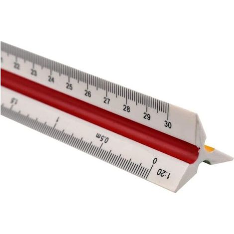 Règle en plastique graduée triangulaire, règle d'échelle de 30 cm, échelle triangulaire, échelles métriques 1:20 1:25 1:50 1:75 1:100 1:125 (1/5)