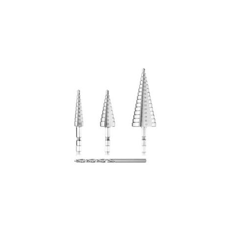 3-teiliges HSS-Stufenbohrer-Set, Titan-Kegelbohrer-Set, 4–12 mm / 20 mm / 32 mm für Stahl, Messing, Holz, Kunststoff – Crezuo (1/4)