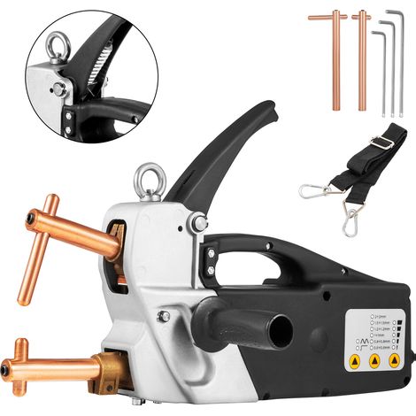 VEVOR Pistolet de Soudage par Points Electrique Compact 400V Soudeuse par Point avec Pointes Remplacables 120mm Poste a Souder Epaisseur Maximale Soudure 2,0+2,0mm Sangle deAccrochage 440x100x185mm