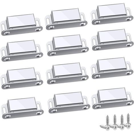 Magnetic Latches, 12 Pieces Magnetic Catches, Powerful and Robust, Up to 6kg, for Drawers, Shower Doors, Wardrobes, Cabinets, Furniture (45mm-12pc) (1/5)