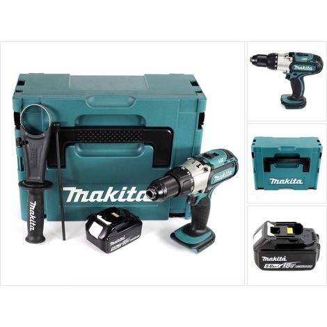 Makita DHP 451 Perceuse-visseuse à percussion sans fil à 3 vitesses Li-Ion 18V+ 1x Batterie 5,0 Ah + Coffret Makpac - sans chargeur (1/5)
