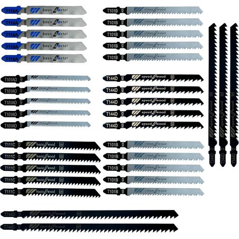 Professionelles 35-teiliges Stichsägeblatt-Set mit T-Schaft, Basisversion, zum Schneiden von Metall und Holz, T118A/T144D/T101BR/T101AO/T111C/T744D/T344D, für Spanplatten und Sperrholz