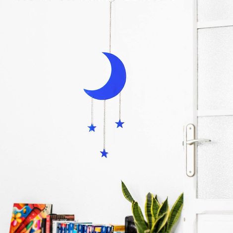 Pendentif Lune Étoile en acrylique avec chaîne à suspendre, décoration pour la maison, la chambre ou le salon, cadeau idéal (1/4)