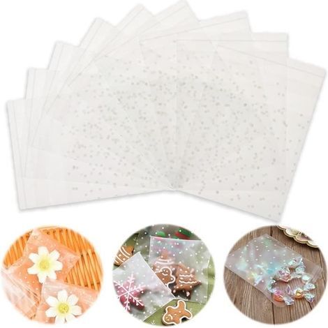 Süßigkeitentüten - AMOUNE - 500 Stück - Transparenter Kunststoff - Mattierte Dekoration (1/4)