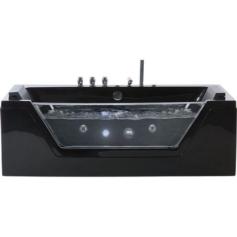 Whirlwanne Eckmodell mit LED SAMANA 162 x 76 cm Schwarz