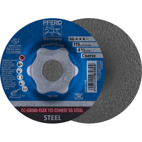 PFERD TOOLS CC-GRIND FLEX Schleifscheibe 115x22,23 mm COARSE Leistungslinie SG STEEL für Stahl 10 Stk