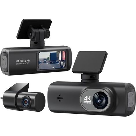 Cámara de salpicadero 4K para coche (delantera y trasera)，Con Wi-Fi，GPS y pantalla de 1,47”，GPS，Mini DVR para coche con USB-C，Color negro (1/5)