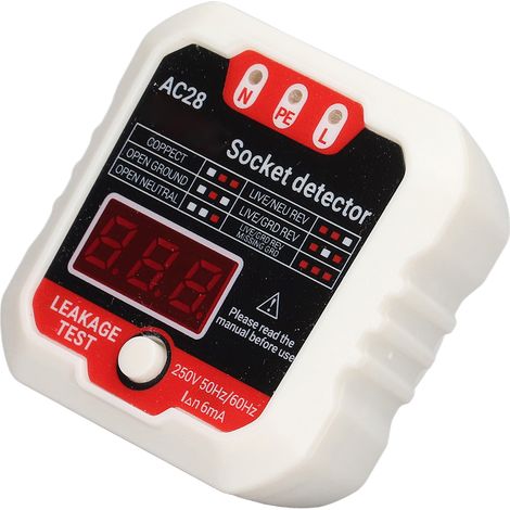Testeur de prise électrique 220V EU avec écran LCD numérique, détecteur de phase et de polarité, vérificateur de fil de terre et de fuite, prise de courant testeur de câblage (1/5)