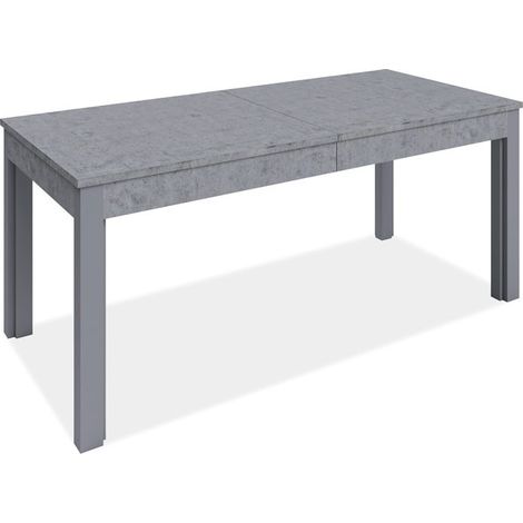 Ausziehbarer Tisch aus Melaminholz in Zementgrau 160 - 320x90 cm (1/2)