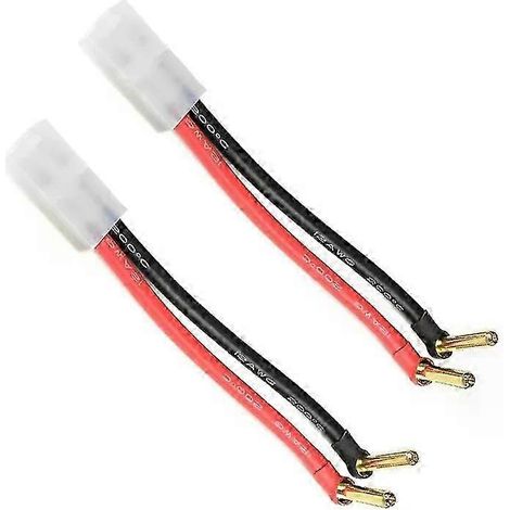 1/2 Stück Tamiya-Buchsenadapter auf 90°-40°-18°-vergoldeten Stecker, Ladekabel 12 AWG, 10 cm, passend für LiPo-Akkuladegeräte – JXLGV (1/5)