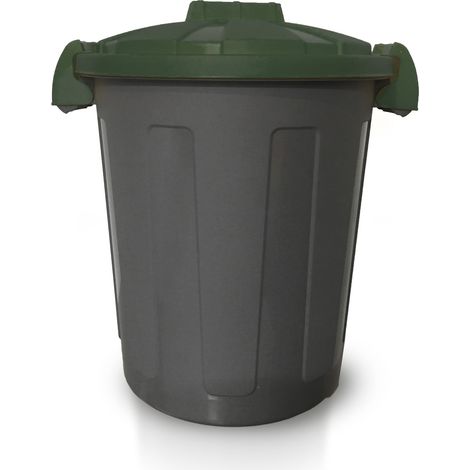 Bidone Dusty 25 litri con maniglie - Grigio con coperchio verde - Mobil Plastic