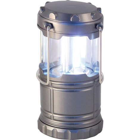 Linterna LED Velamp IC207, 200 lúmenes. Lámpara de camping compacta y extensible. Se puede colgar, súper brillante para senderismo, pesca y trekking. Plástico, color gris. [Clase energética A+++] (1/5)