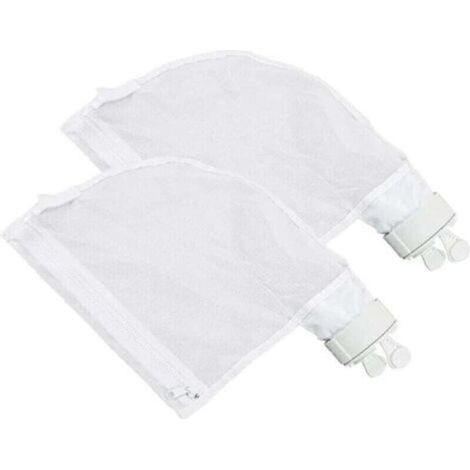 Lot de 2 Sacs Filtrants pour Nettoyeur de Piscine Polaris 280 et 480 Design Zippé et Réglable en Blanc (1/4)
