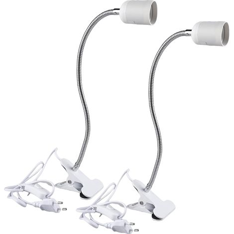lot de 2 lampes à pince, douille e27, col de cygne flexible, interrupteur, éclairage intérieur, lecture (1/5)