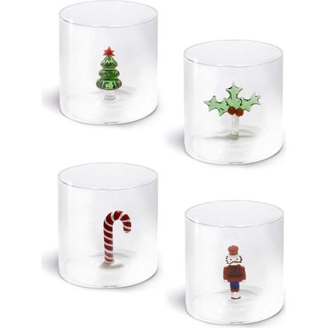 WD LifeStyle Bicchiere Vetro Borosilicato Cc 250 ml Decoro Natalizio Asssortito 1 Pz (1/3)
