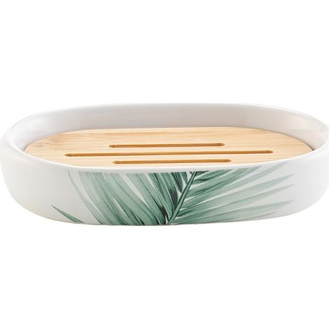Porte savon en céramique et bambou motif palmier VARADERO (1/3)