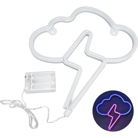 Lumière Néon Murale Pliable à Piles LED Originale pour Chambre Bar Fête Bleu + Rose (1/5)