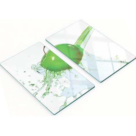 Taglieri da cucina in vetro con grafica "Mela e Acqua" 2x30x52 cm (1/5)