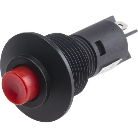 Bouton-poussoir, Verrouillable, Unipolaire à une direction, 5 A @ 250 V c.a., Rouge, Montage sur Circuit imprimé ( Prix pour 1 )