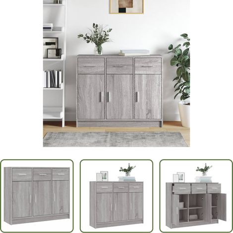 Holzwerkstoff - Sideboard Grau Sonoma 91x28x75 cm Holzwerkstoff (1/5)