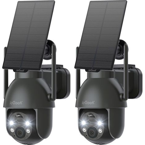 ieGeek Camera Surveillance WiFi Exterieure sans Fil Solaire 2K Camera Solaire batteries sur 360°PTZ Vision Nocturne Couleur, Détection Humaine PIR, Audio Bidirectionnel, IP65 (1/5)