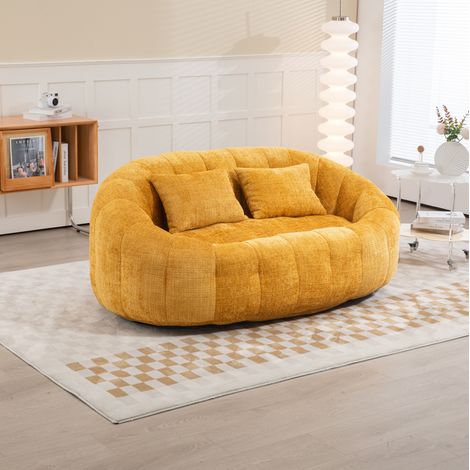 sofá puf chenilla amarillo 150 cm OKMYHOME (1/5)