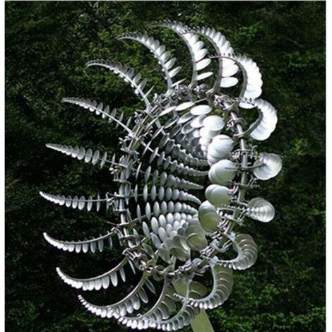 Sculpture cinétique en métal représentant un moulin à vent, décoration de jardin extérieur, décoration de cour en acier inoxydable (1/3)