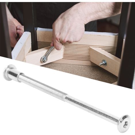 Set de 10 écrous et vis à six pans creux M6 x 110, acier carbone nickelé 12mm, kit de fixation pour bricolage et assemblage. (1/5)