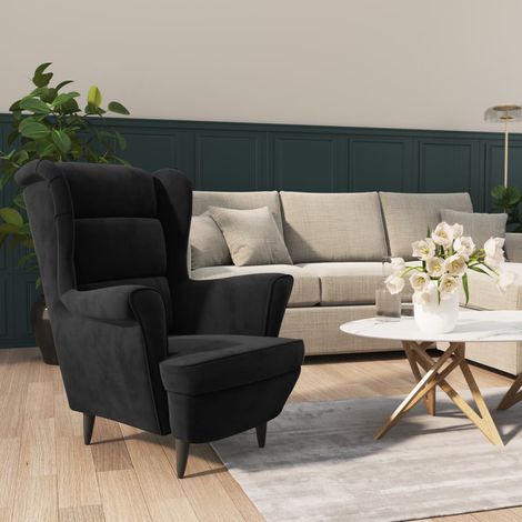 Fauteuil,Fauteuil Salon,Chaise Loisir et ReposSiège Noir Velours FNNF362178 (1/5)