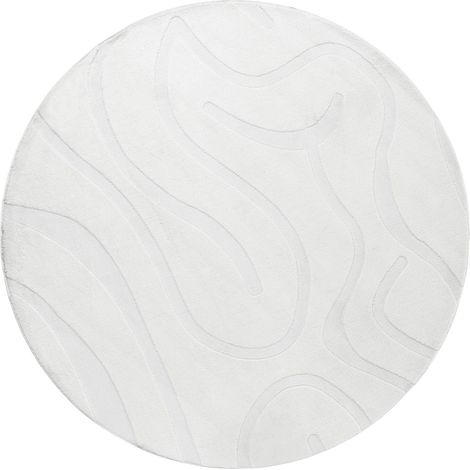 Area Rug Off-White Jacquard 160 x 160 cm Low Pile Round Shape Living Room Polyester Backing Modern SELVORI (1/5)
