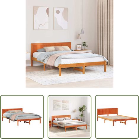 vidaXL Estructura de cama Marrón 150 x 200 cm Madera maciza de Pino (1/5)