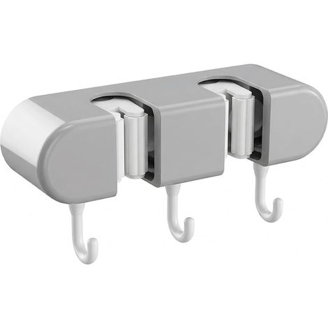 Praktischer Mopphalter mit Haken zum Aufhängen von Handtüchern (grau) (1/5)