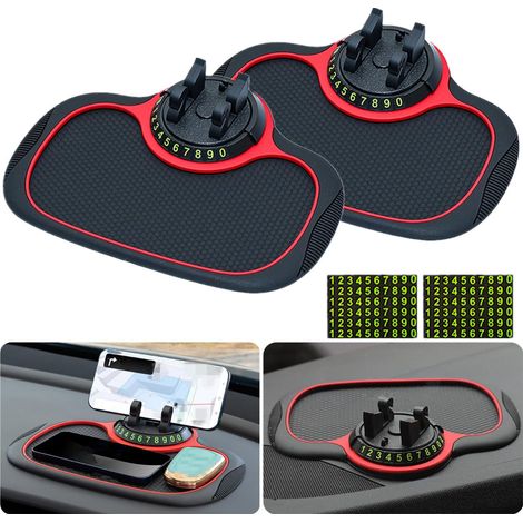 BRAVIX Support de Téléphone Automatique de Tapis Antidérapant de Voiture Multifonction, Universels Tapis Antidérapant pour Tableau de Bord de Voiture avec Support de Téléphone Rotatif à 360 ° (2 Pièce